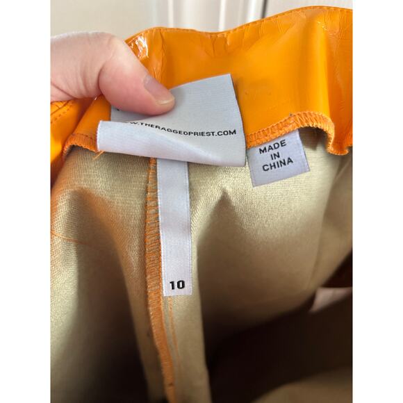 The Ragged Priest Orange Faux Patent Leather Straight Leg Pants - Picture 10 of 11